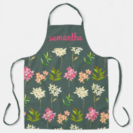 DELANTAL PATRÓN FLORAL VERDE DE MOSS CLÁSICO