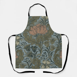 Delantal Patrón Floral Victoriano Antiguo Terracota Sábila