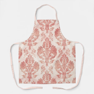 Delantal Patrón Floral Vintage Acuarela Damask Rosa
