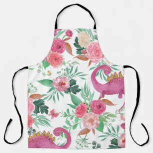 Delantal Patrón floral vintage de los dinosaurios cutáneos