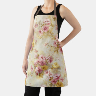 Delantal Patrón floral vintage en acuarela