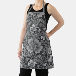 Delantal Patrón floral vintage monocromo
