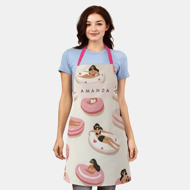 Delantal Patrón flotante de piscina de verano personalizado (Gastado)