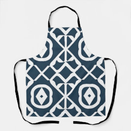 Delantal Patrón geométrico abstracto azul y blanco