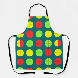 Delantal Patrón geométrico colorido con verde, rojo