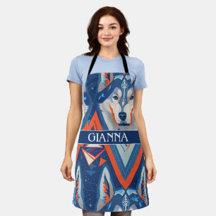 Delantal Patrón geométrico colorido de Alaskan Husky