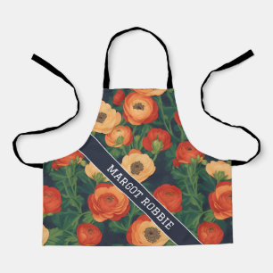 Delantal Patrón geométrico colorido de Red Ranunculus