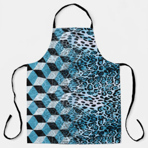 Delantal Patrón geométrico con piel de leopardo, patata de