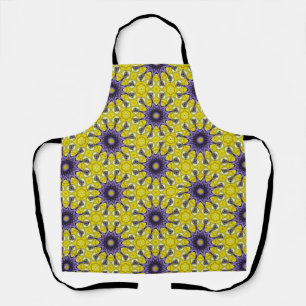 Delantal Patrón Geométrico Cuado Amarillo Púrpura Kaleidosc