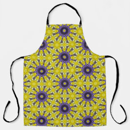 Delantal Patrón Geométrico Cuado Amarillo Púrpura Kaleidosc