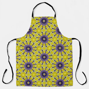 Delantal Patrón Geométrico Cuado Amarillo Púrpura Kaleidosc