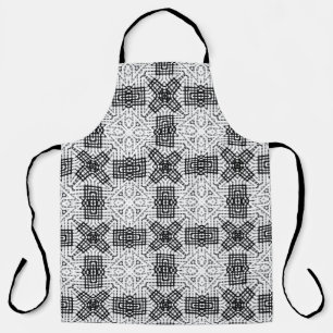 Delantal Patrón geométrico de apertura blanco y negro Anna