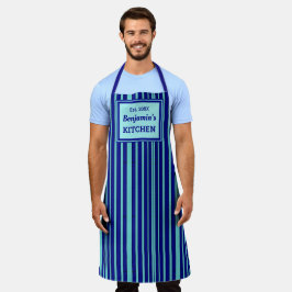 Delantal Patrón geométrico de banda azul del chef Personali