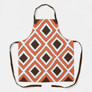 Delantal Patrón geométrico del diamante marrón naranja
