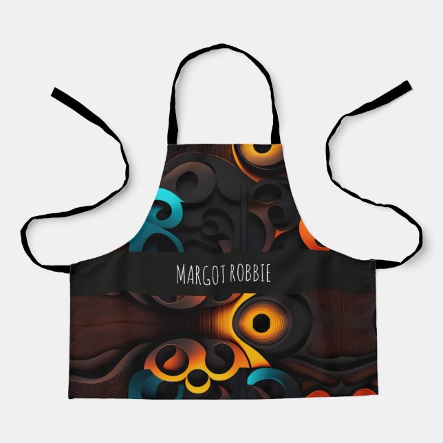 Delantal Patrón geométrico del resumen azul (Anverso)