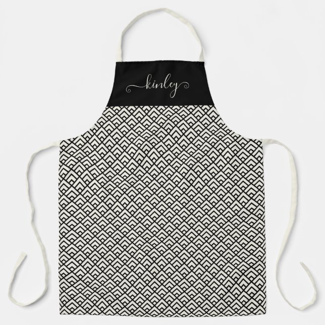 Delantal Patrón geométrico en blanco y negro (Anverso)