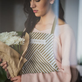 Delantal Patrón Geométrico Gold Elegante Lujo Sofisticado