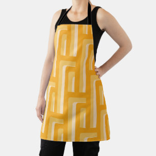 Delantal Patrón geométrico retro amarillo