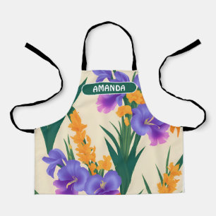 Delantal Patrón Gladiolus Retro Colorido Personalizado