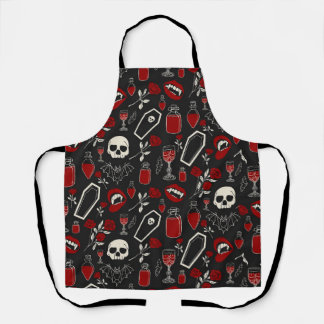 Delantal Patrón Gótico de Vampiro | R Púrpura Murciélagos C
