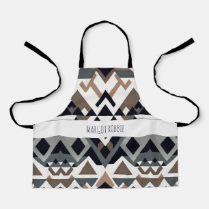 Delantal Patrón gris marrón geométrico del triángulo africa