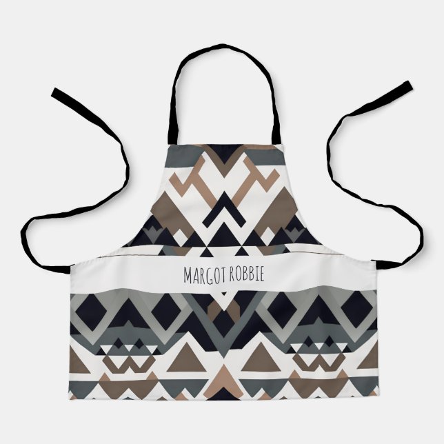 Delantal Patrón gris marrón geométrico del triángulo africa (Anverso)