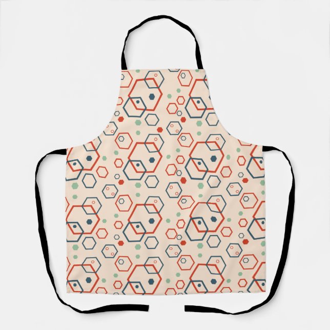 Delantal Patrón hexagonal coloreado moderno geométrico (Anverso)