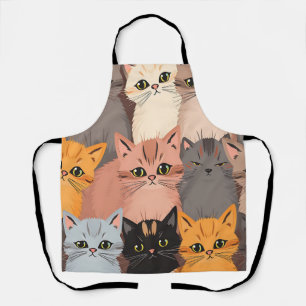 Delantal Patrón Ilustrado de Caritas de Gatos Adorables