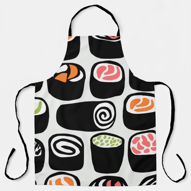 Delantal Patrón impecable pintado a mano con comida asiátic (Anverso)