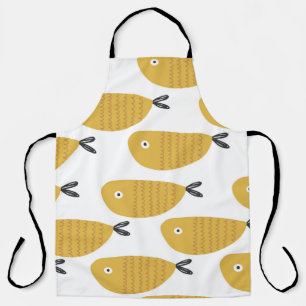 Delantal Patrón infantil sin foco con peces divertidos. Cre