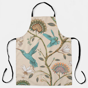 Delantal Patrón ininterrumpido beige con flores estilizadas