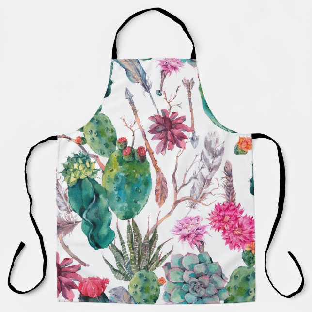 Delantal Patrón ininterrumpido de acuarela natural exótica (Anverso)