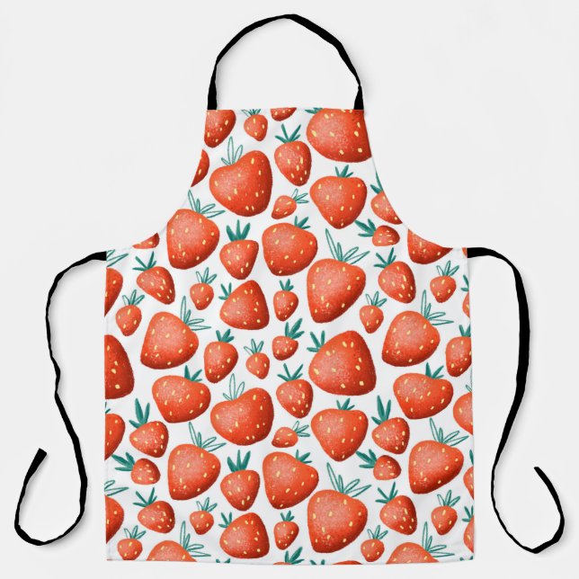 Delantal Patrón ininterrumpido de fresas rojas (Anverso)