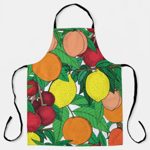 Delantal Patrón ininterrumpido de frutas, dibujo a mano, n