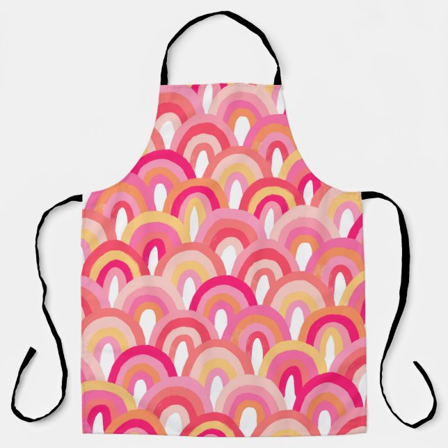 Delantal Patrón ininterrumpido de vieiras japonesas, lluvia (Anverso)