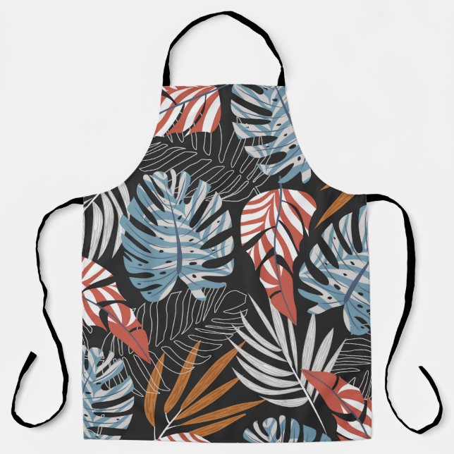 Delantal Patrón ininterrumpido original con plantas brillan (Anverso)