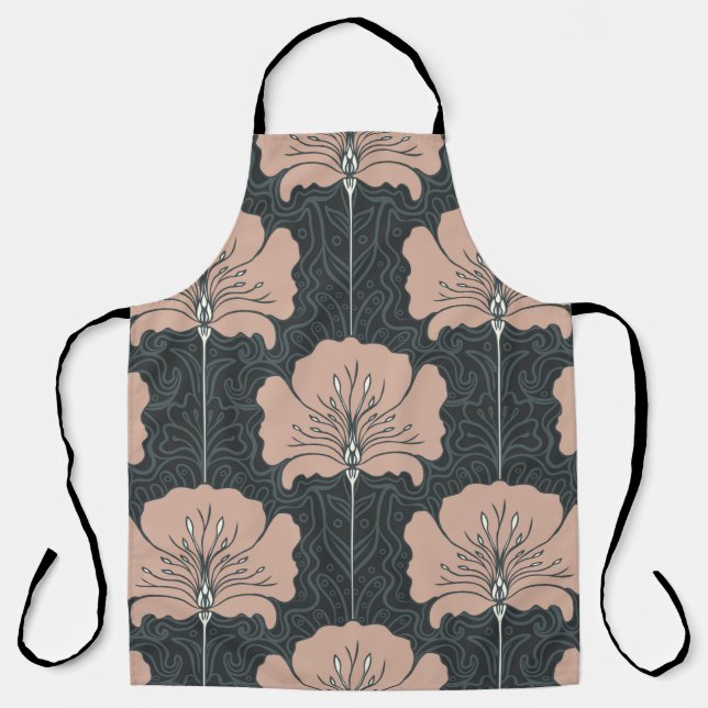 Delantal Patrón inmaculado con flores rosadas. No de arte (Anverso)