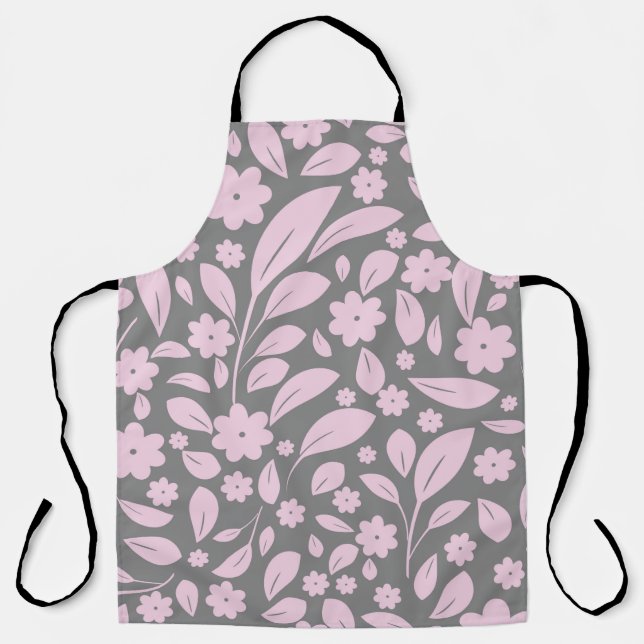 Delantal Patrón inmaculado con flores rosadas y pulga (Anverso)