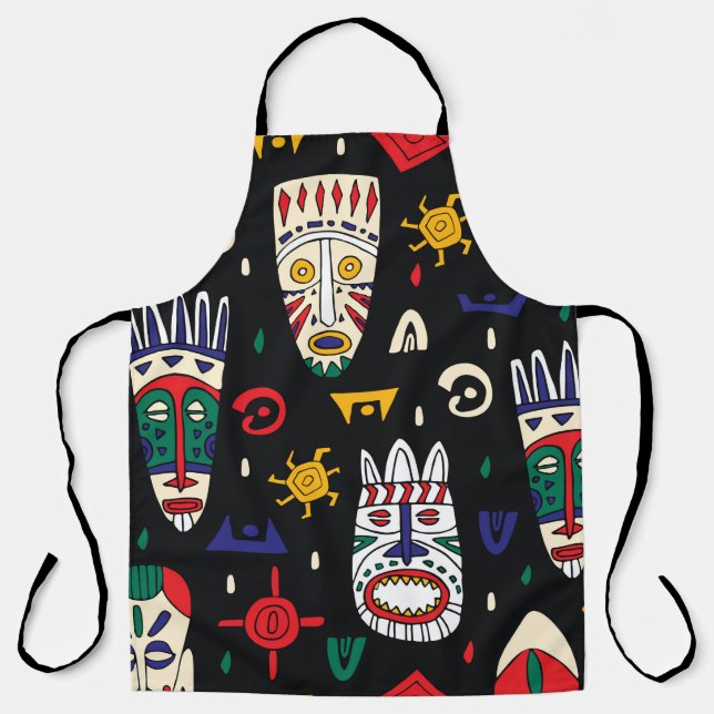 Delantal Patrón inmaculado de máscaras tribales africanas (Anverso)