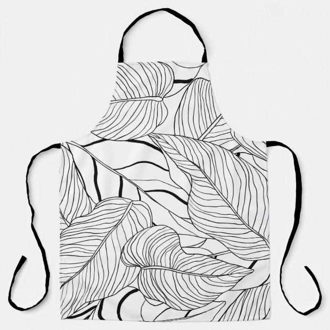 Delantal Patrón inquebrantable de hojas largas, tinta de ar (Anverso)