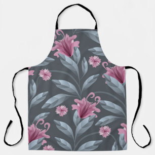 Delantal Patrón inquebrantable de vintage floral. Maroon tr