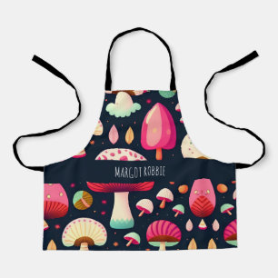 Delantal Patrón isométrico Rosa Azul hongo divertido