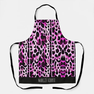 Delantal Patrón isométrico vertical 3D de Leopardo rosa