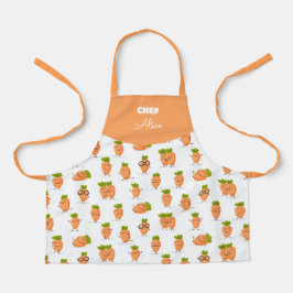 Delantal Patrón kawaii de zanahorias divertidas