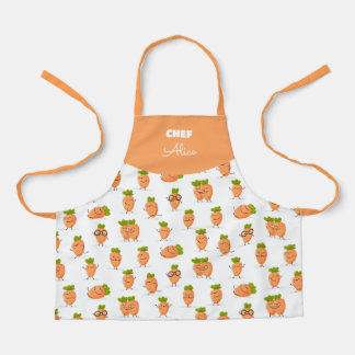 Delantal Patrón kawaii de zanahorias divertidas