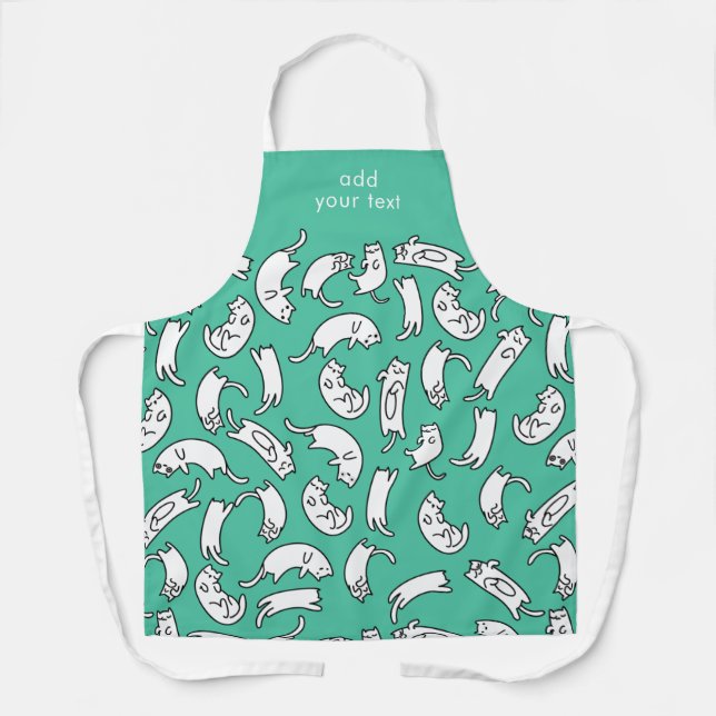 Delantal Patrón Kawaii Funny Cute Cats Moderno (Anverso)