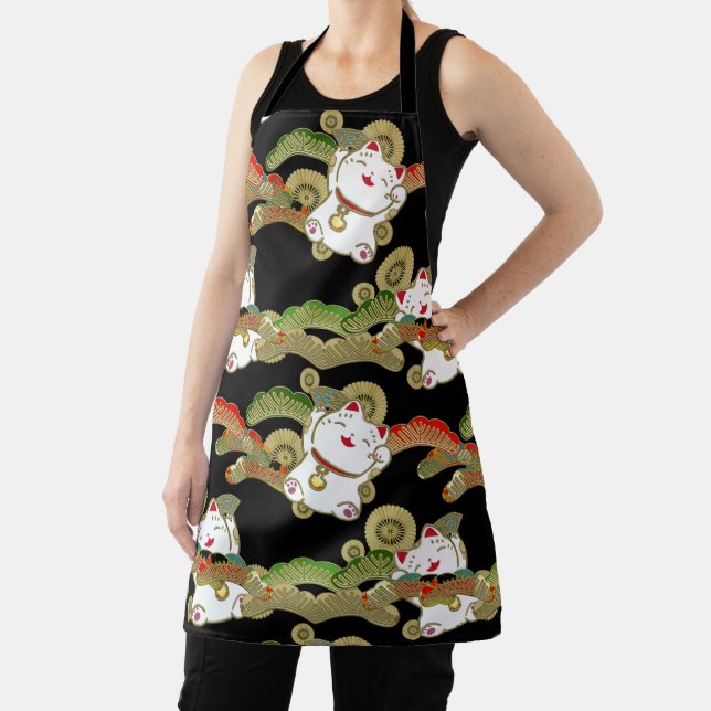 Delantal Patrón Kimono Maneki nekko Apron impreso japonés (in situ)