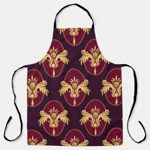 Delantal Patrón magenta del compás de oro barroco