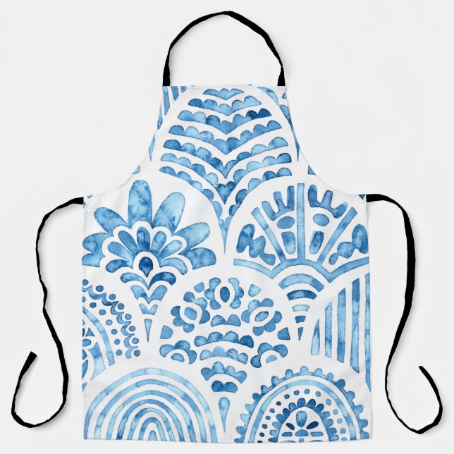 Delantal Patrón marroquí sin foco. Baldosa vintage onizada. (Anverso)