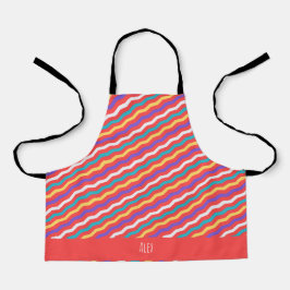 Delantal Patrón Mínimo Amarillo De La Cuchara De Chevron